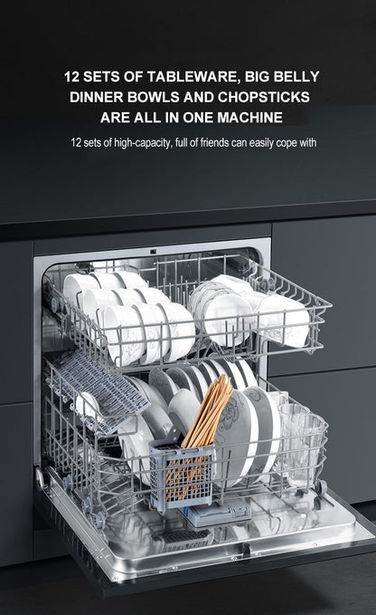 12 Sets of Built-in Dishwashers Large Capacity Stainless Steel Intelligent Automatic Disinfection Drying Drawer Dish Washer OEM