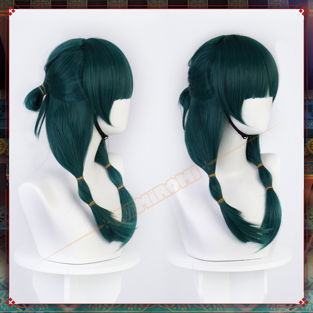 Peruca de Cosplay Maomao Sintética Anime The Apothecary Diaries Cabelo Verde 2 Estilos Kusuriya no Hitorigoto Grampo de Cabelo Touca + Touca de Peruca