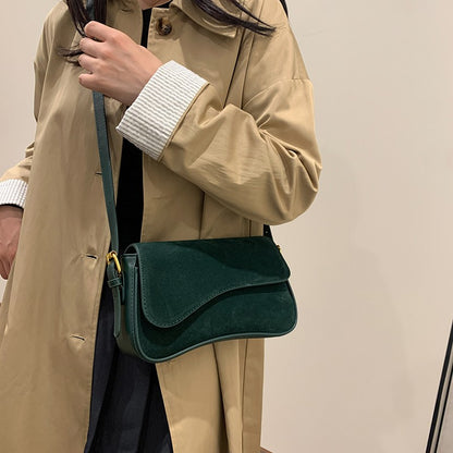 Solid Color Striped Flannel Women Crossbody Bag Quiet Luxury Designer Bag Fashionable Elegant PU Leather Shoulder Bags for Women