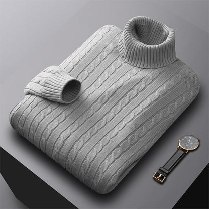 New Men's Turtleneck Sweater Solid Color High Neck Pullover Knitted Sweaters Casual Elastic Sweatwear Mens Fall Winter