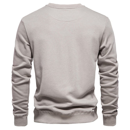 AIOPESON Cotton-blend Mens Crew Neck Solid Color Sweatshirts Pullover Casual Sport Sweatshirt for Men