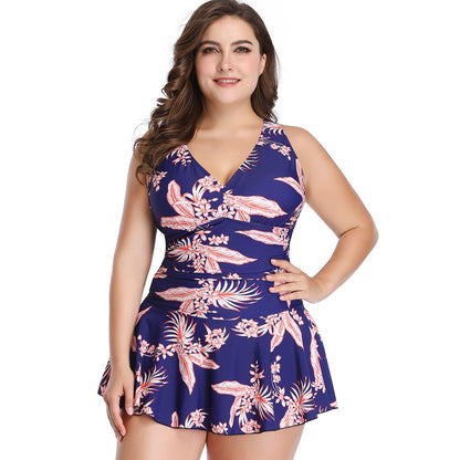 2025 New Print Tied 2 Piece Plus Size Tankini Women High Waist Large Swimsuit Beach Chubby Brazilian Bathing Curvy