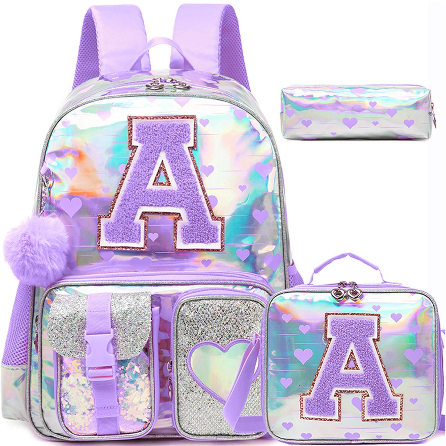 Mochila para meninas com estampa "Love" para a escola primária. De volta às aulas? O tamanho e a fonte das letras são aleatórios?