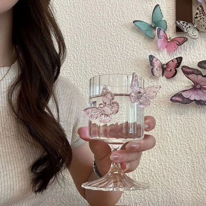 Copo de Vidro de Pé Alto Original Taça de Vinho Borboleta de Instagram Copos de Champanhe Copos Estéticos de Coquetel Presentes de Natal