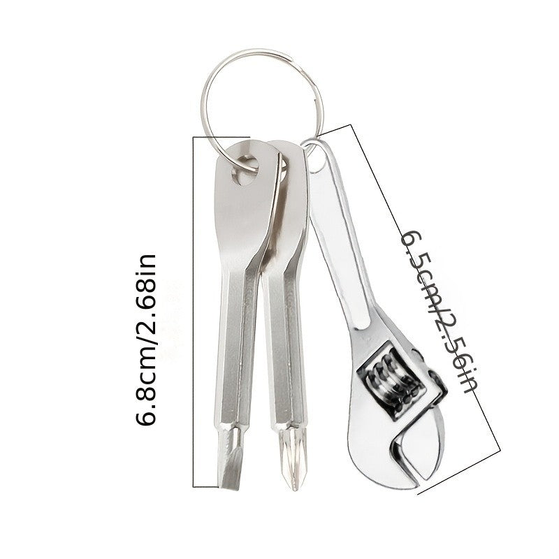 Conjunto de chaves de fenda portáteis mini de 3 peças, chaveiro multifuncional com mini chave inglesa - adequado para ferramentas de reparo de bicicletas e motocicletas