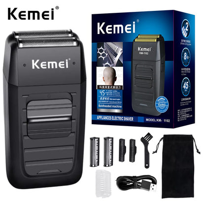 Kemei KM-1102 Rechargeable Cordless Shaver for Men Twin Blade Reciprocating Beard Razor Face Care Multifunction Strong Trimmer
