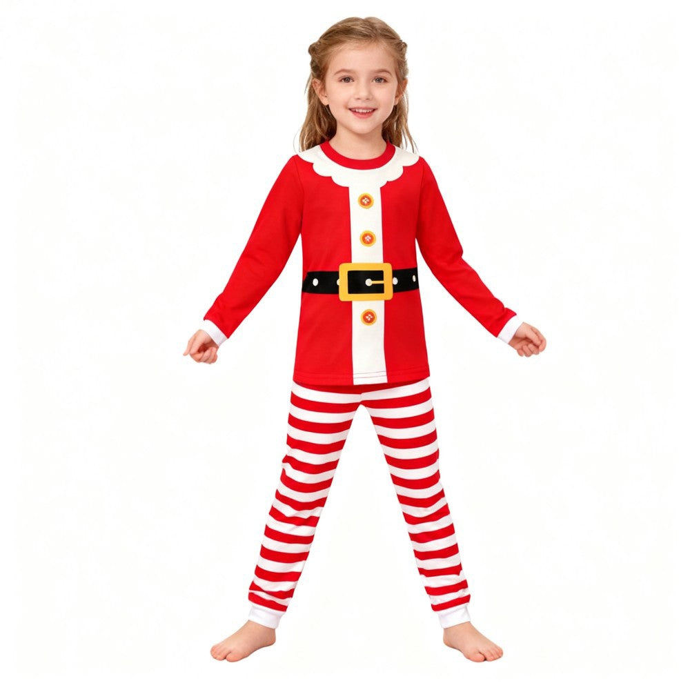 Boys Girls Christmas Pajamas Set Children Elf & Santa Costumes Baby Pijama Kids Long Sleeve Striped Pants Sleepwear For Xmas