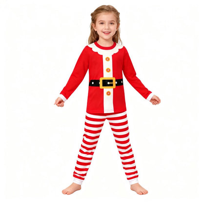 Boys Girls Christmas Pajamas Set Children Elf & Santa Costumes Baby Pijama Kids Long Sleeve Striped Pants Sleepwear For Xmas