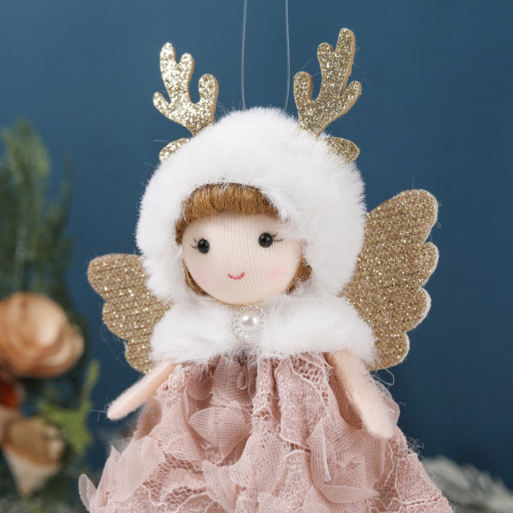 Christmas plush antlers angel girl pendant Christmas tree pendant creative doll pendant gift