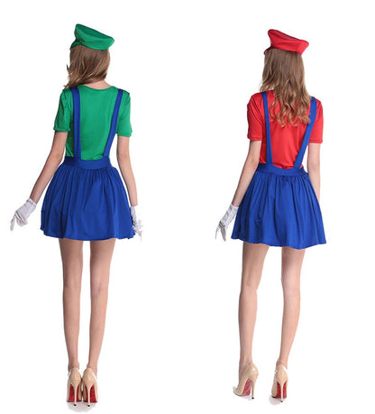 Disguised men's Luigi luxury adult clothing super brother clothing role-playing fancy dress set men's and women's hats and beard