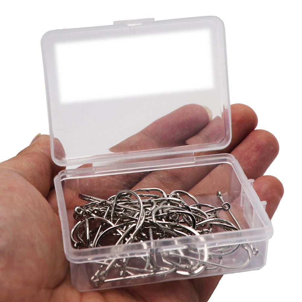 50pcs/Box Barbed High Carbon Steel Fishing Hooks Sea Worm Carp Single Circle Hook Set Fly Fishing Accessories Tackle  Fishhook