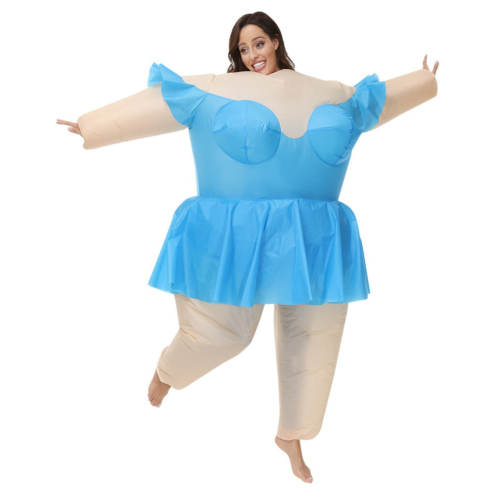 Hot Adult Blue Purple Ballet Dress Inflatable Costume Suit Anime Carnival Purim Halloween Party Cosplay Costume for Man Woman