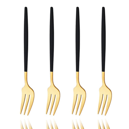 4Pcs Gold Fruit Cake Dinnerware Set Mirror Stainless Steel Tea Fork Set Snack Dessert Fork Small Salad Cutlery Kitchen Utensils