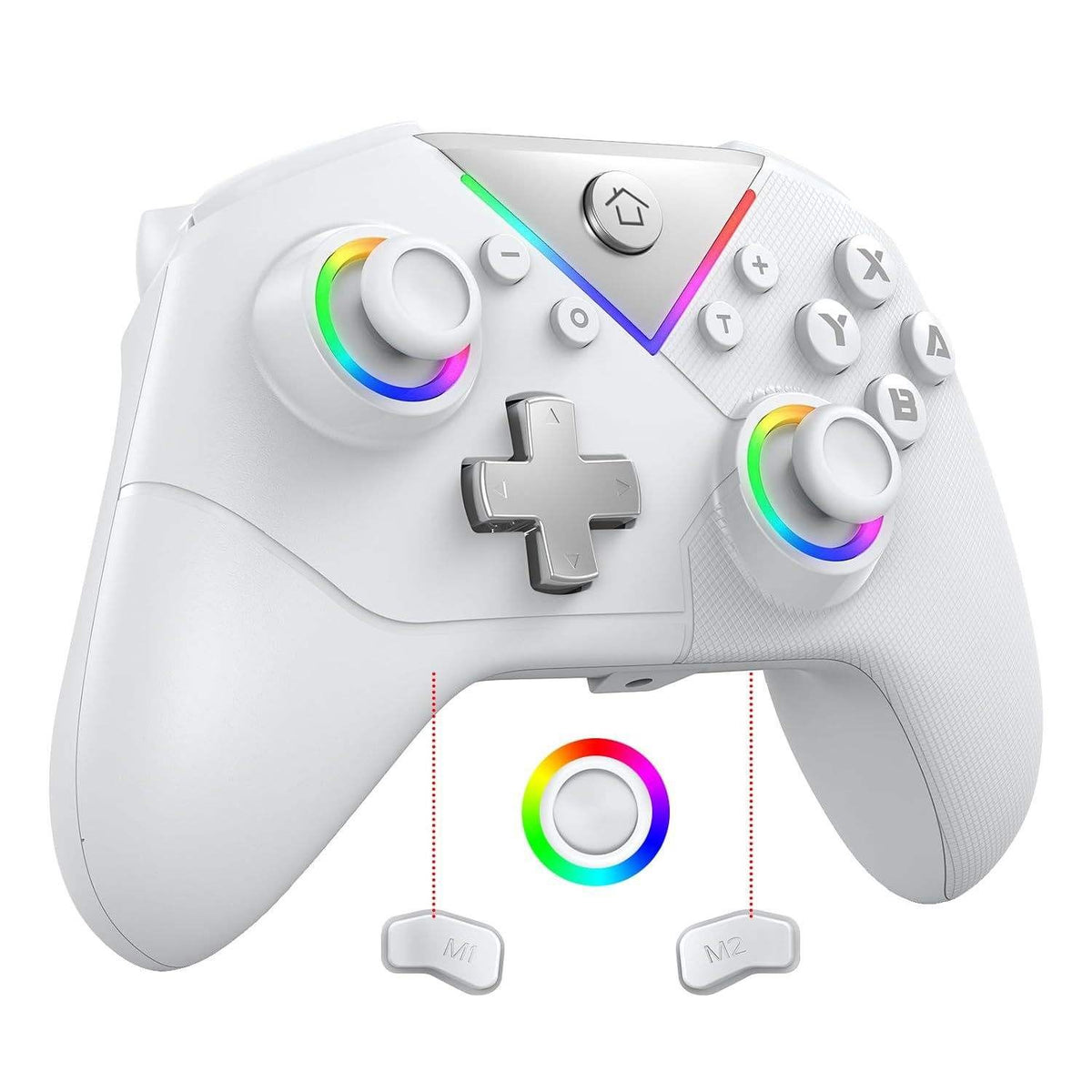 Controller For Switch Lite/OLED/PC Game Joystick Wireless BT Gamepad W/RGB Hall Effect Turbo Macro 6-Axis Gyro Vibration Motors