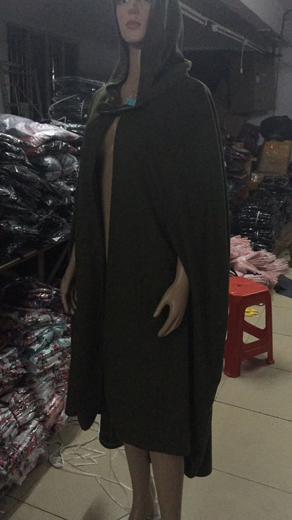 Caped Woolen Overcoat 2025 Europe Five Colors Hooded Shawl Lengthened Cloak Overcoat Woolen Overcoat Woman Windbreaker