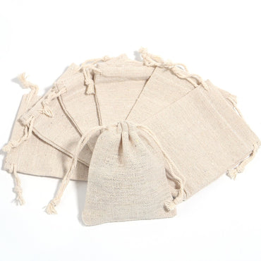 5-10Pcs/Lot Natural Linen Burlap Bags Jute Gift Bag Drawstring Gift Bags Ornament Pouch Cosmetic Washing Storage Candy Party Bag