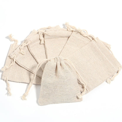 5-10Pcs/Lot Natural Linen Burlap Bags Jute Gift Bag Drawstring Gift Bags Ornament Pouch Cosmetic Washing Storage Candy Party Bag