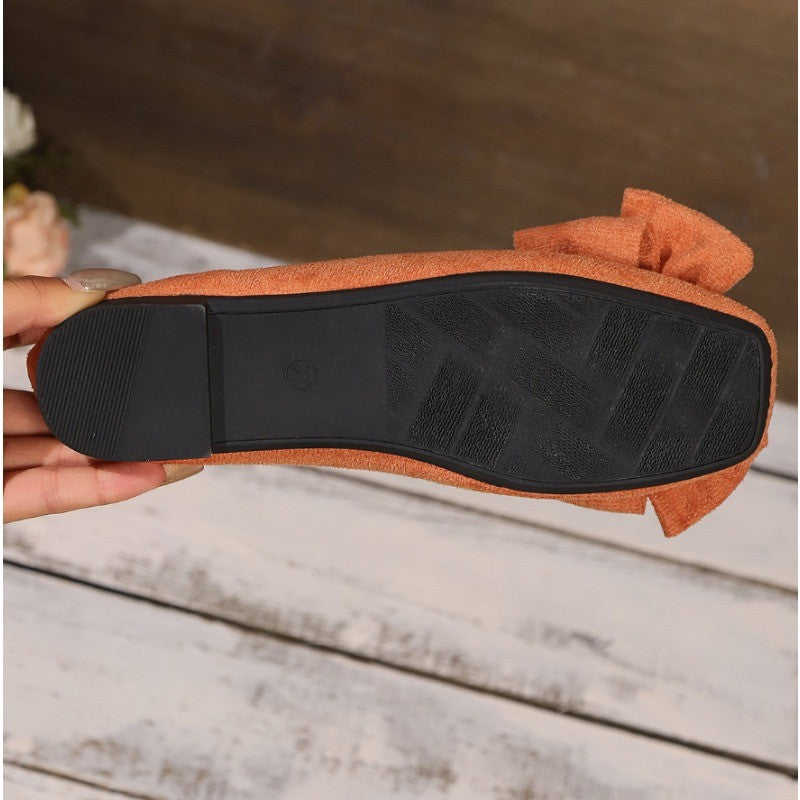 Women's New Winter Plus-Size Slip-On Flats - Pointed Square Toe Bowknot Casual Shoes