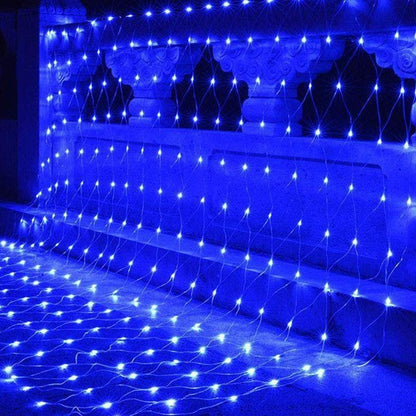 LED Mesh String Lights, 3mX2m String Lights with 8 Modes, European Plug Christmas Outdoor Lights Mesh Fairy Light Garland
