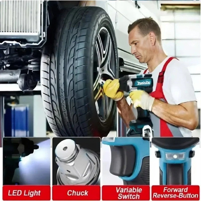 Parafusadeira de Impacto a Bateria Makita DTW700 18V Motor Brushless 1000Nm Chave Elétrica de Velocidade Variável Alta Eficiência Durável Parada Automática