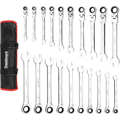 Conjunto de 20 Chaves Combinadas Catraca Padrão, Conjunto de Catracas de Aço Cr-V de 72 Dentes Com Bolsa de Armazenamento Para Motocicleta/Carro/Mecânica