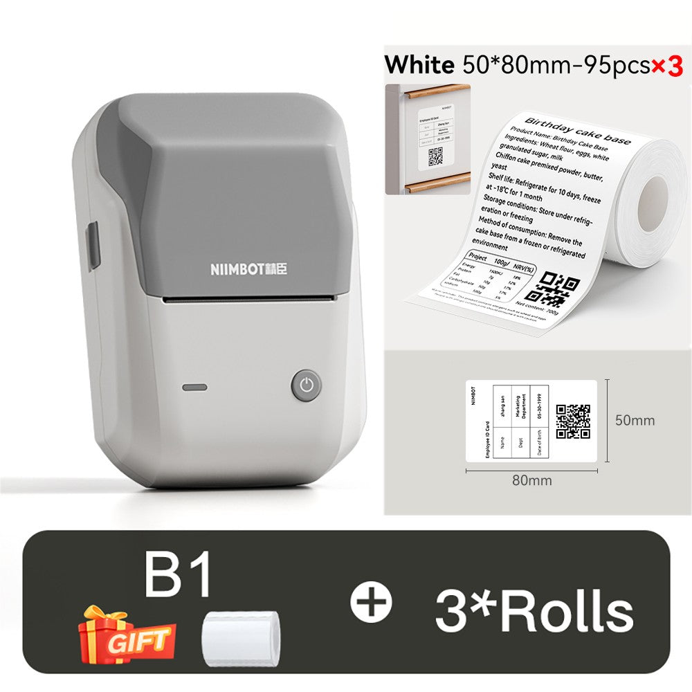 NIIMBOT B1 Portable Thermal Printer With Tapes 2 Inch Adhesive Label Printer Mini Bluetooth Sticker Maker Support Smartphones PC