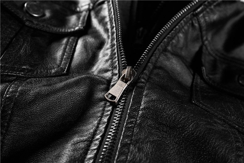 Autumn and Winter Women's Motorcycle Leather Jacket Short Hooded Detachable Hood Jacket Slim Fit Plus Suede Leather Jacket Women