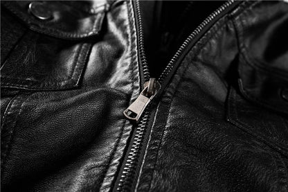 Autumn and Winter Women's Motorcycle Leather Jacket Short Hooded Detachable Hood Jacket Slim Fit Plus Suede Leather Jacket Women