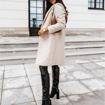 Casual Women Autumn Winter Pocket Lapel Overcoat Button Warm Long Coat Jacket 2020 HOT SALE