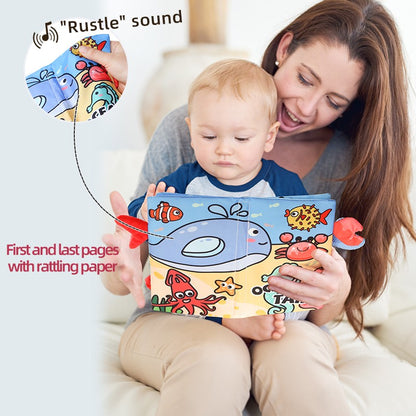 Puzzle Early Education Toys Ocean Style Baby Cloth Books 4 Page Soft Washable Tearable Toy for 0-3 Year Old Babies Newborn Gift
