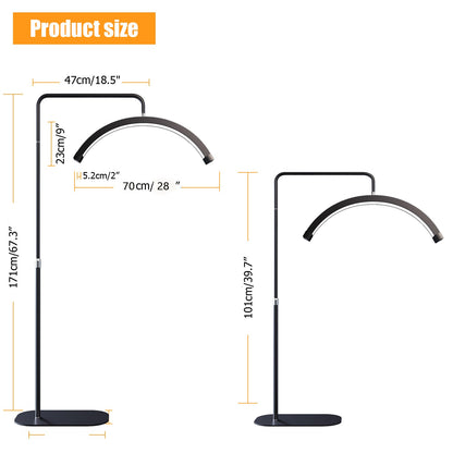 Fosoto 28inch 45w Half-Moon Lamp LED Video Ring Light with Remote Control & Tray Eyelash Extension Salon Professional Lighting