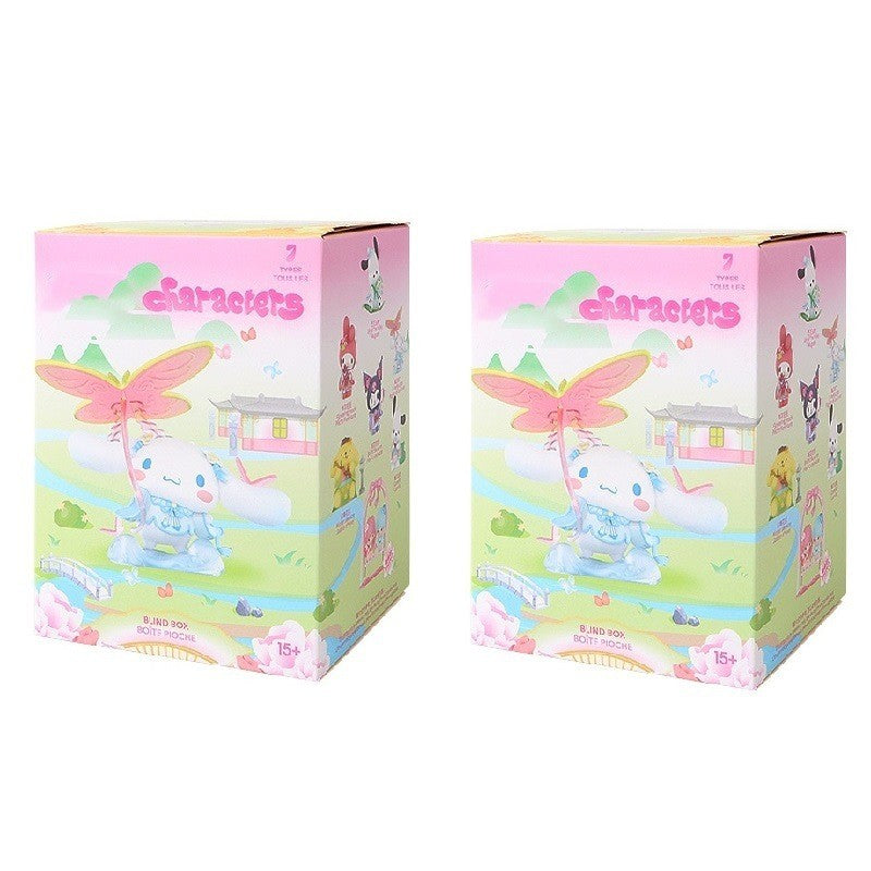 Sanrio Nova Série Flor de Rima Blind Box Kawaii Kuromi Pochacco Cinnamoroll Melody Caixa Surpresa Boneca Sacola Surpresa Decoração Brinquedo Presente