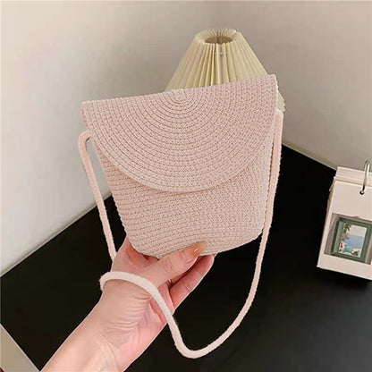 New Half Round Straw Bags for Women Summer Beach Rattan Bag Handmade Woven Half Moon Crossbody Handbags Bohemia