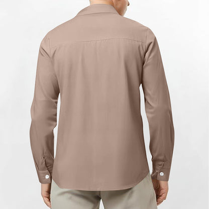 Men's tops long sleeve new style shirt cotton linen cool solid color loose lapel casual beach style cardigan spring and summer