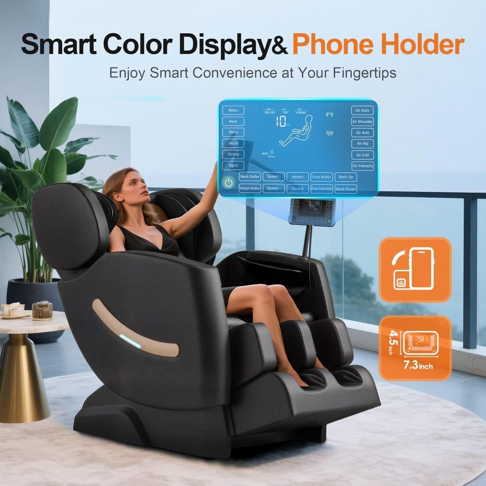 2025 Massage Chair, Zero Gravity Massage Chair Full Body Recliner w/Heat Therapy, 10 Fix Rollers, 20 Airbag, 6 Auto Mode, Extend