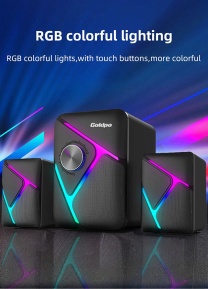 Caixa de som Bluetooth Goldpo D26 com som surround 360 graus, estéreo sem fio Bluetooth para computador, Macbook, laptop