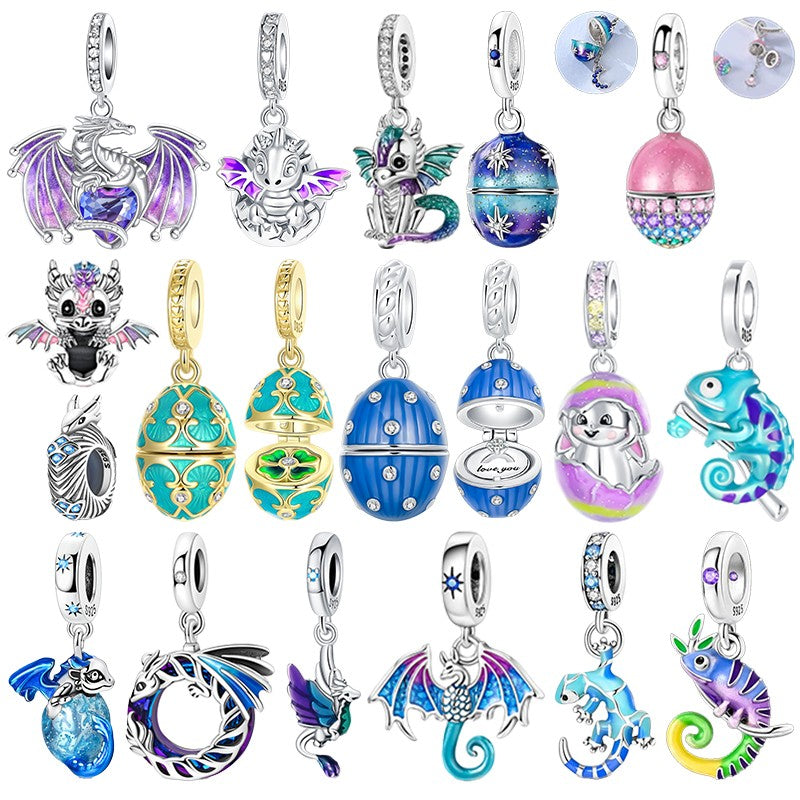 925 Sterling Silver Can Be Opened Pandant Easter Egg Charms Beads Fit Original Bracelet Making Fine Jewelry Women DIY Gift