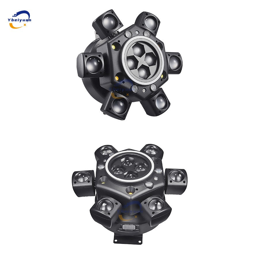 150W RGBW 4-in-1 6 Arm Moving Head Dye Bee Eye Effect Light DMX512 Remote Control DJ Disco Bar Birthday Party Christmas Stage