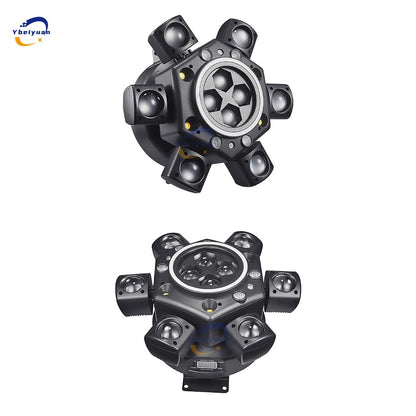 150W RGBW 4-in-1 6 Arm Moving Head Dye Bee Eye Effect Light DMX512 Remote Control DJ Disco Bar Birthday Party Christmas Stage