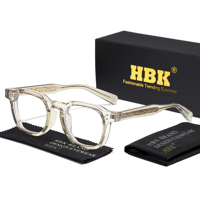 HBK Retro Rimless Sunglasses For Women Men Small Square Gold Frame Brand Design Tea Shades Rectangle UV400 Zonnebril Eyewear