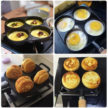 4-Hole Egg Frying Pan Nonstick Cookware Steak Pancake Pans Omelet Pan Frying Pot Suitable for Gas Stove Induction Cooker