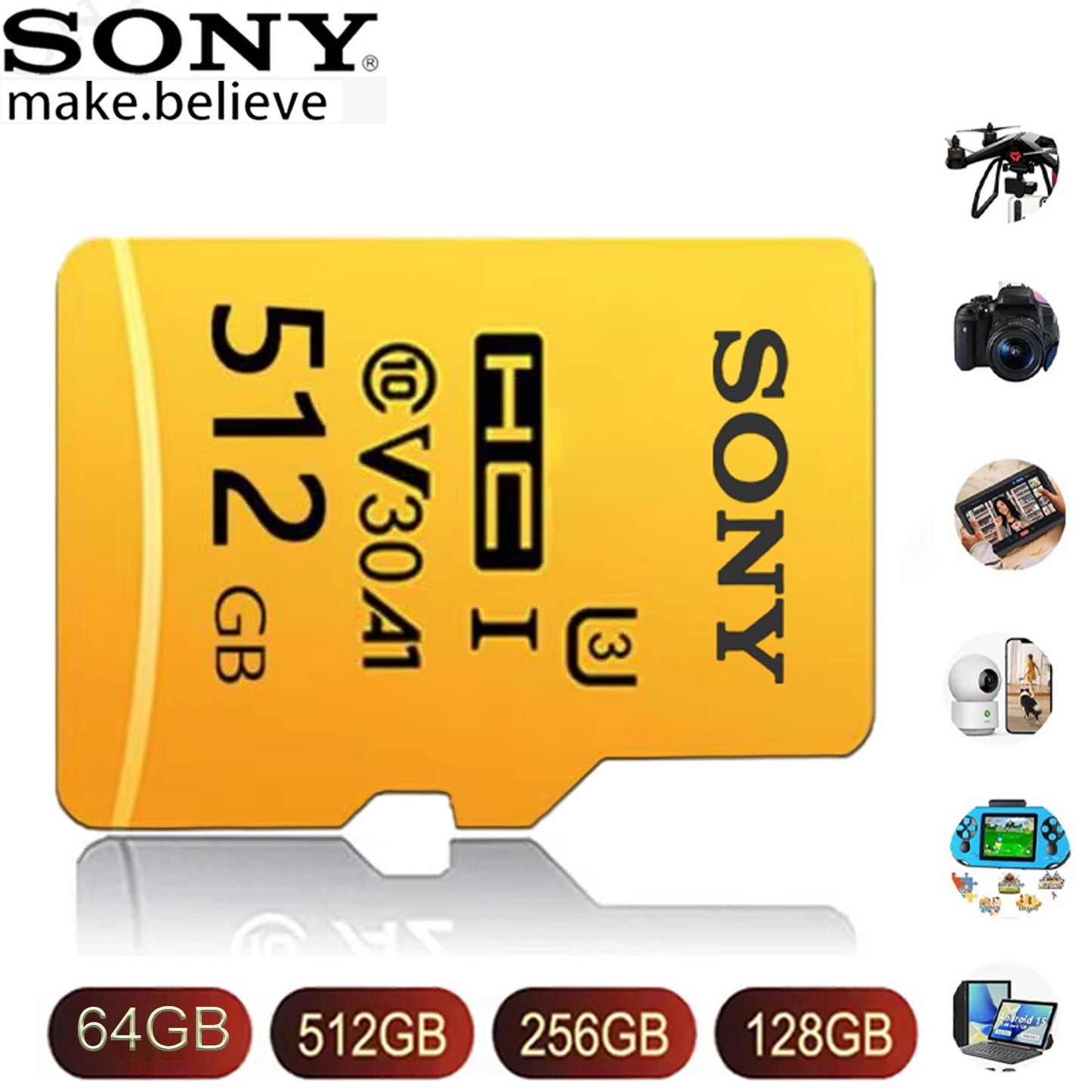 Sony Micro TF SD Card 64GB 128GB 256GB 512GB SD Memory Card Class 10 High-Speed V30 TF Flash Card For Xiaomi Phone Camera PC