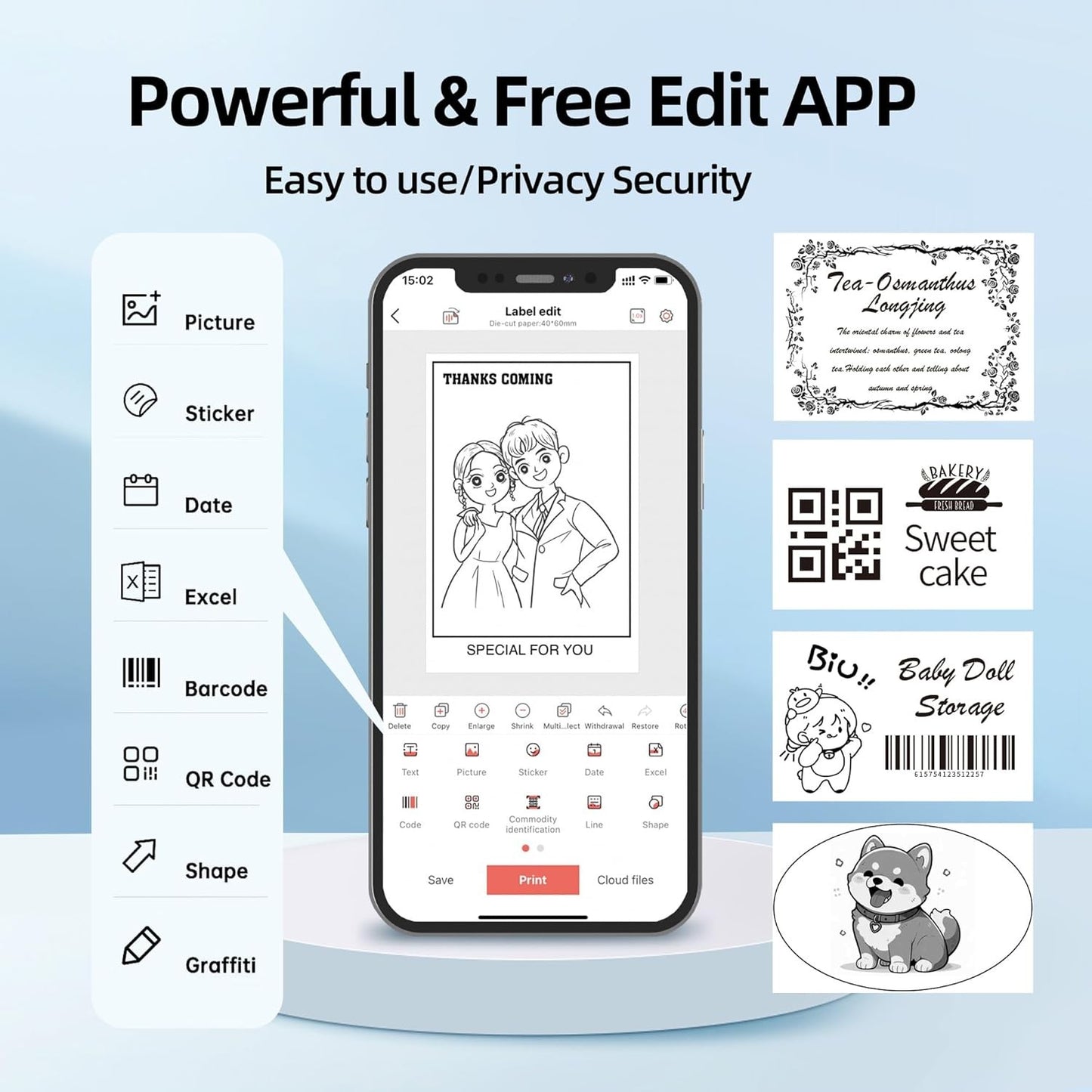 MARKLIFE P50 Mini Portable Bluetooth Thermal Label Printer for Address Clothing Jewelry Retail Barcode Office Compatible Phones