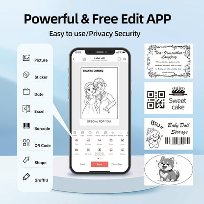 MARKLIFE P50 Mini Portable Bluetooth Thermal Label Printer for Address Clothing Jewelry Retail Barcode Office Compatible Phones