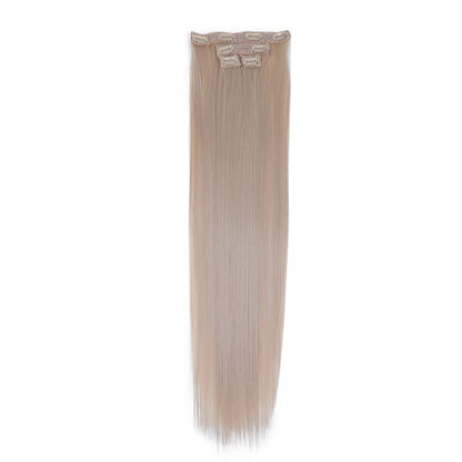 FASHION IDOL Long Straight Hairstyle 8 Clips In Hair Extensions Blonde 60CM Natural Synthetic Hair Daily Use Hairpiece Fake Hair