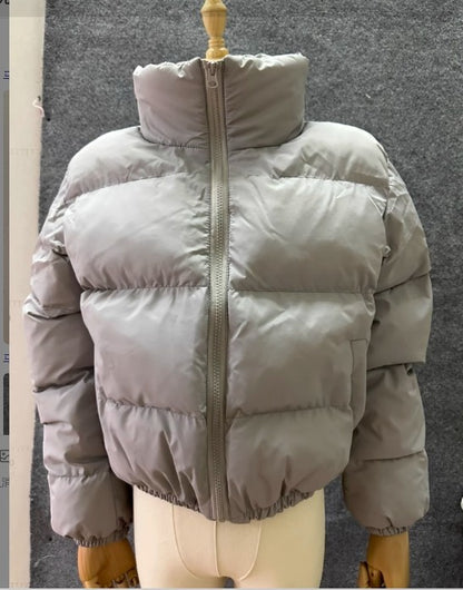 Jackets for Women Autumn Winter Fashin Long Sleeve Zipper Design Casual Plain O-Neck Daily Crop Puffer Jacket Coat