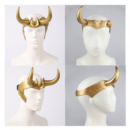 Ragnarok Loki Helmet Horns Latex Crown Mask Halloween Cosplay Costume Props for Adult Men Women Anime