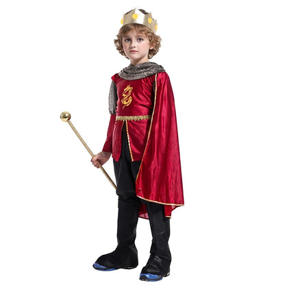 Boy King Prince Role Playing Costume Royal Set Prince Crown Cloak Halloween Birthday Makeup Party Gorgeous Dress Up No scepter