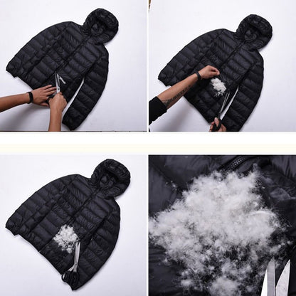 White Duck Down Winter Hoody Jackets Ultra-light Women Down Coats Puffer Long Sleeve Warm Slim Portable Thin Female Outwears 7XL