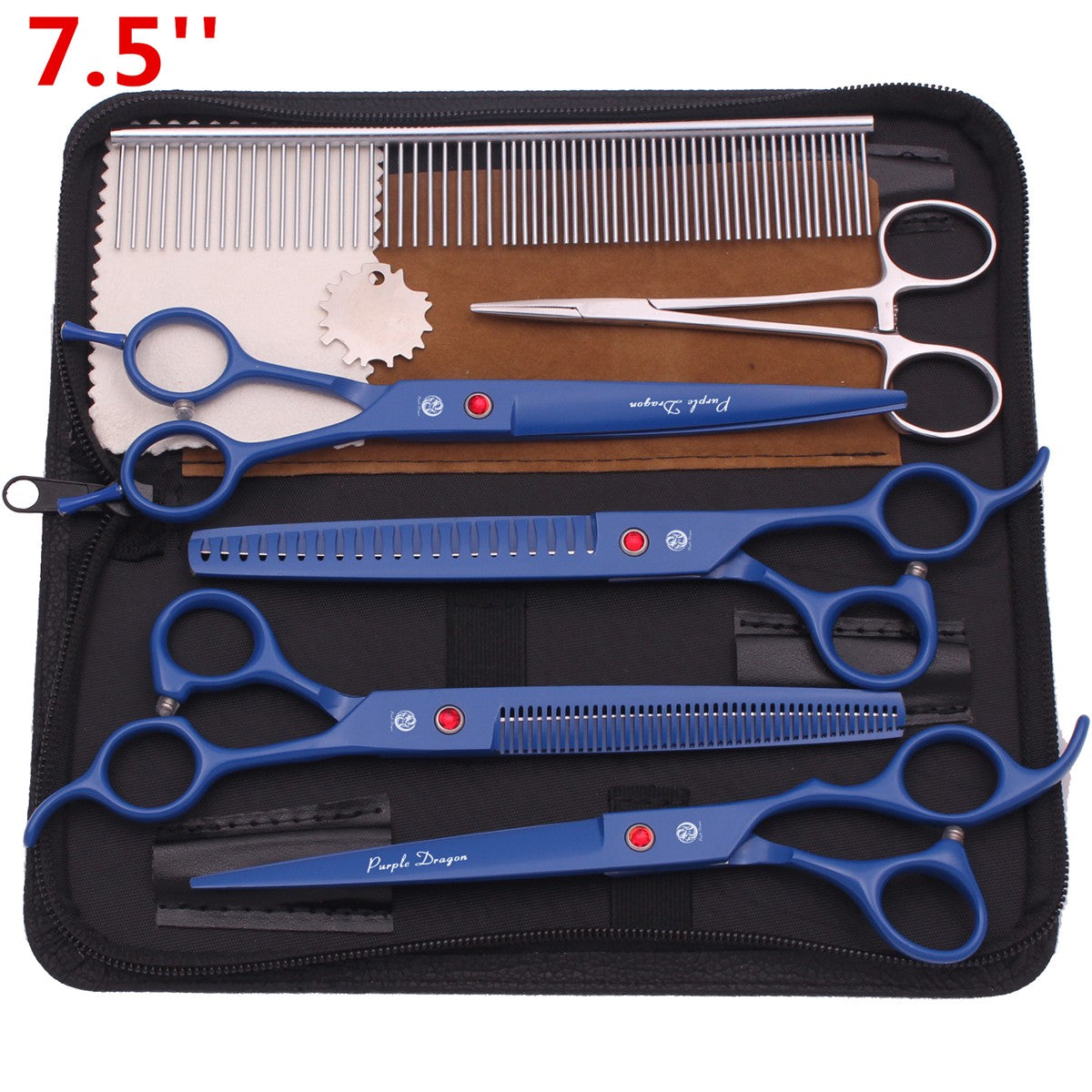 Tesoura Profissional para Tosa de Animais de Estimação de 7,5'' Tesoura de Desbaste em Espinha de Peixe Pinça Hemostática Conjunto Japão 440C Para Cães e Gatos Z3088